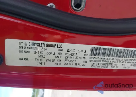 2014 Dodge Journey Sxt from USA, damaged, VIN 3C4PDCBG8ET217756